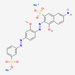 molecular formula C23H17N5Na2O8S2 B12715354 7-Amino-4-hydroxy-3-((2-methoxy-4-((3-sulphophenyl)azo)phenyl)azo)naphthalene-2-sulphonic acid, sodium salt CAS No. 83783-91-9