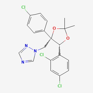 molecular formula C20H18Cl3N3O2 B12715383 1H-1,2,4-Triazole, 1-(((4S,5R)-4-(4-chlorophenyl)-5-(2,4-dichlorophenyl)-2,2-dimethyl-1,3-dioxolan-4-yl)methyl)- CAS No. 107679-92-5