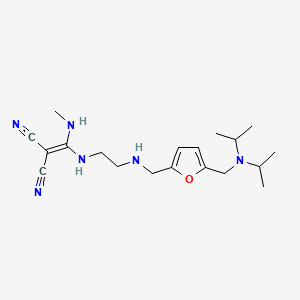 molecular formula C19H30N6O B12715387 Propanedinitrile, (((2-(((5-((bis(1-methylethyl)amino)methyl)-2-furanyl)methyl)amino)ethyl)amino)(methylamino)methylene)- CAS No. 135017-15-1