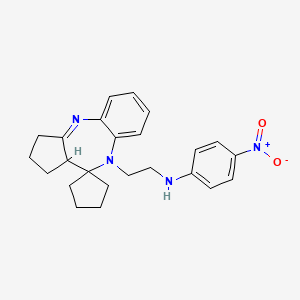 molecular formula C24H28N4O2 B12715396 Spiro(benzo(b)cyclopenta(e)(1,4)diazepine-10(9H),1'-cyclopentane)-9-ethanamine, 1,2,3,10a-tetrahydro-N-(4-nitrophenyl)- CAS No. 133307-97-8