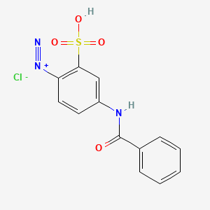 molecular formula C13H10ClN3O4S B12715423 Benzenediazonium, 4-(benzoylamino)-2-sulfo-, chloride CAS No. 74398-80-4