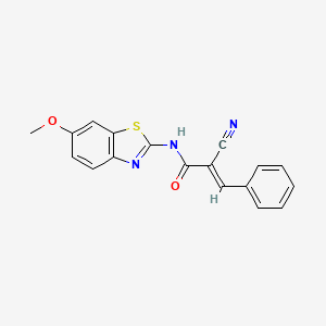 molecular formula C18H13N3O2S B12715492 2-Cyano-N-(6-methoxy-2-benzothiazolyl)-3-phenyl-2-propenamide CAS No. 160893-90-3