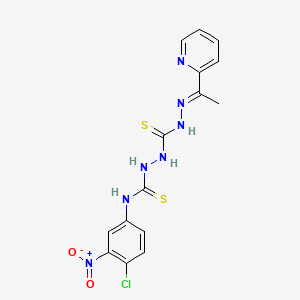 molecular formula C15H14ClN7O2S2 B12715507 Carbonothioic dihydrazide, N''-(((4-chloro-3-nitrophenyl)amino)thioxomethyl)-N'''-((1E)-1-(2-pyridinyl)ethylidene)- CAS No. 127142-58-9