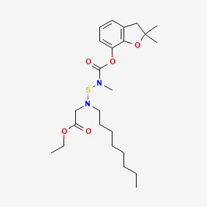 molecular formula C24H38N2O5S B12715517 Glycine, N-(((((2,3-dihydro-2,2-dimethyl-7-benzofuranyl)oxy)carbonyl)methylamino)thio)-N-octyl-, ethyl ester CAS No. 82560-48-3