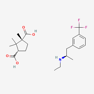 molecular formula C22H32F3NO4 B12715519 Levofenfluramine (+)-camphorate CAS No. 140630-56-4