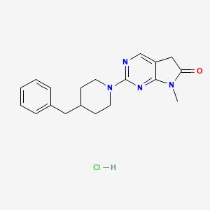 molecular formula C19H23ClN4O B12715541 6H-Pyrrolo(2,3-d)pyrimidin-6-one, 5,7-dihydro-7-methyl-2-(4-(phenylmethyl)-1-piperidinyl)-, monohydrochloride CAS No. 122113-21-7