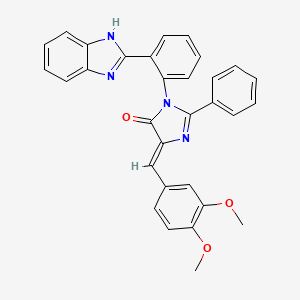 molecular formula C31H24N4O3 B12715584 4H-Imidazol-4-one, 3,5-dihydro-3-(2-(1H-benzimidazol-2-yl)phenyl)-5-((3,4-dimethoxyphenyl)methylene)-2-phenyl- CAS No. 90660-87-0
