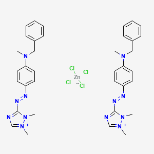 molecular formula C36H42Cl4N12Zn B12715594 Bis(3-((4-(benzylmethylamino)phenyl)azo)-1,2-dimethyl-1H-1,2,4-triazolium) tetrachlorozincate CAS No. 85068-41-3