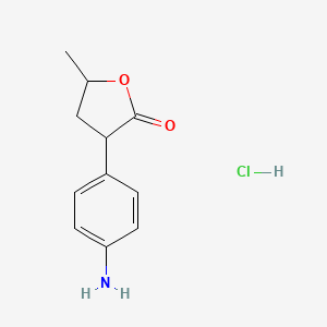 molecular formula C11H14ClNO2 B12715603 3-(p-Aminophenyl)dihydro-5-methyl-2(3H)-furanone hydrochloride CAS No. 3195-71-9