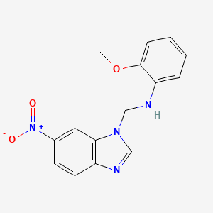 molecular formula C15H14N4O3 B12715610 1H-Benzimidazole-1-methanamine, N-(2-methoxyphenyl)-6-nitro- CAS No. 103248-23-3