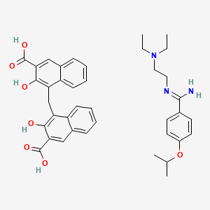 molecular formula C39H43N3O7 B12715614 4-[(3-carboxy-2-hydroxynaphthalen-1-yl)methyl]-3-hydroxynaphthalene-2-carboxylic acid;N'-[2-(diethylamino)ethyl]-4-propan-2-yloxybenzenecarboximidamide CAS No. 125575-12-4