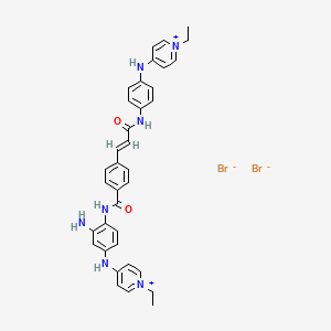 molecular formula C36H37Br2N7O2 B12715656 Pyridinium, 1-ethyl-4-(p-(p-((p-((1-ethylpyridinium-4-yl)amino)-2-aminophenyl)carbamoyl)cinnamamido)anilino)-, dibromide CAS No. 102584-01-0