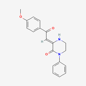 molecular formula C19H18N2O3 B12715681 3-(2-(4-Methoxyphenyl)-2-oxoethylidene)-1-phenylpiperazinone CAS No. 178408-25-8