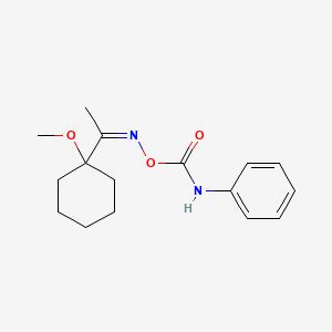 molecular formula C16H22N2O3 B12715697 1-(1-Methoxycyclohexyl)ethanone O-((phenylamino)carbonyl)oxime CAS No. 192658-24-5