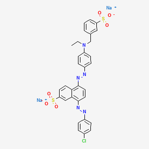 molecular formula C31H24ClN5Na2O6S2 B12715788 Disodium 8-((4-chlorophenyl)azo)-5-((4-(ethyl((3-sulphonatophenyl)methyl)amino)phenyl)azo)naphthalene-2-sulphonate CAS No. 85959-34-8