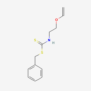 molecular formula C12H15NOS2 B12715918 Carbamodithioic acid, (2-(ethenyloxy)ethyl)-, phenylmethyl ester CAS No. 126560-50-7