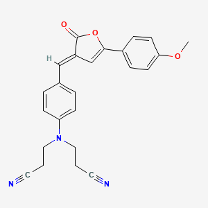 molecular formula C24H21N3O3 B12715966 Propanenitrile, 3,3'-((4-((E)-(5-(4-methoxyphenyl)-2-oxo-3(2H)-furanylidene)methyl)phenyl)imino)bis- CAS No. 89080-24-0