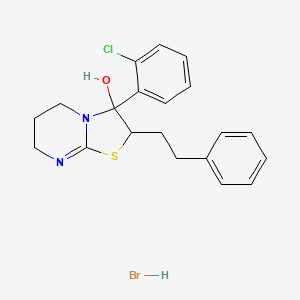 molecular formula C20H22BrClN2OS B12715999 5H-Thiazolo(3,2-a)pyrimidin-3-ol, 3-(2-chlorophenyl)-2,3,6,7-tetrahydro-2-(2-phenylethyl)-, monohydrobromide CAS No. 86346-95-4