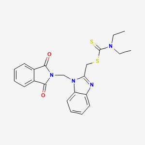 molecular formula C22H22N4O2S2 B12716001 Carbamodithioic acid, diethyl-, (1-((1,3-dihydro-1,3-dioxo-2H-isoindol-2-yl)methyl)-1H-benzimidazol-2-yl)methyl ester CAS No. 88797-50-6