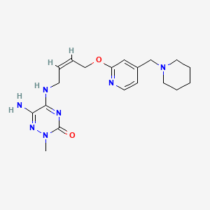 molecular formula C19H27N7O2 B12716071 1,2,4-Triazin-3(2H)-one, 6-amino-2-methyl-5-((4-((4-(1-piperidinylmethyl)-2-pyridinyl)oxy)-2-butenyl)amino)-, (Z)- CAS No. 103922-58-3