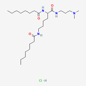molecular formula C27H55ClN4O3 B12716120 N,N'-(1-(((3-(Dimethylamino)propyl)amino)carbonyl)pentane-1,5-diyl)bis(octanamide) monohydrochloride CAS No. 73067-74-0