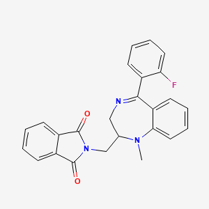 molecular formula C25H20FN3O2 B12716129 N-[[5-(2-Fluorophenyl)-2,3-dihydro-1-methyl-1H-1,4-benzodiazepin-2-YL]methyl]phthalimide CAS No. 94030-96-3