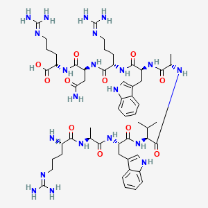 molecular formula C55H83N21O11 B12716153 L-Arginine, L-arginyl-L-alanyl-L-tryptophyl-L-valyl-L-alanyl-L-tryptophyl-L-arginyl-L-asparaginyl- CAS No. 388578-99-2