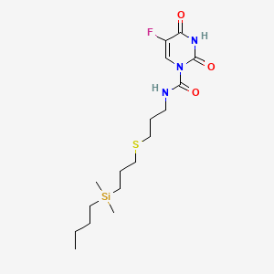 molecular formula C17H30FN3O3SSi B12716165 1(2H)-Pyrimidinecarboxamide, 3,4-dihydro-N-(3-((3-(butyldimethylsilyl)propyl)thio)propyl)-2,4-dioxo-5-fluoro- CAS No. 103579-48-2