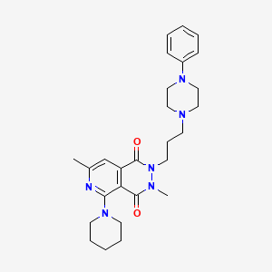 molecular formula C27H36N6O2 B12716171 Pyrido(3,4-d)pyridazine-1,4-dione, 2,3-dihydro-3,7-dimethyl-2-(3-(4-phenyl-1-piperazinyl)propyl)-5-(1-piperidinyl)- CAS No. 164071-35-6