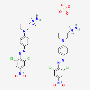molecular formula C36H46Cl4N12O8S B12716173 amino-[2-[4-[(2,6-dichloro-4-nitrophenyl)diazenyl]-N-ethylanilino]ethyl]-dimethylazanium;sulfate CAS No. 93918-00-4
