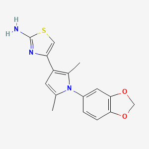 molecular formula C16H15N3O2S B1271618 4-[1-(2H-1,3-benzodioxol-5-yl)-2,5-dimethyl-1H-pyrrol-3-yl]-1,3-thiazol-2-amine 