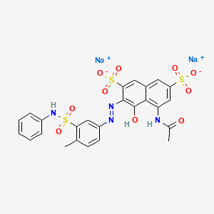 molecular formula C25H20N4Na2O10S3 B12716306 Disodium 5-(acetylamino)-4-hydroxy-3-((4-methyl-3-((phenylamino)sulphonyl)phenyl)azo)naphthalene-2,7-disulphonate CAS No. 97645-25-5
