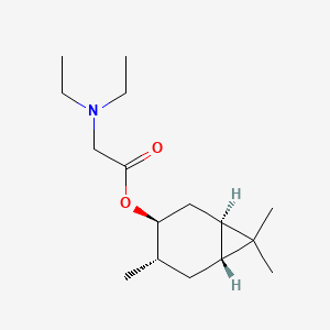 molecular formula C16H29NO2 B12716313 Glycine, N,N-diethyl-, 4,7,7-trimethylbicyclo(4.1.0)hept-3-yl ester, (1R-(1-alpha,3-alpha,4-beta,6-alpha))- CAS No. 146086-98-8