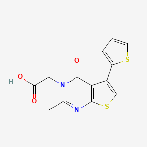 molecular formula C13H10N2O3S2 B1271632 2-[2-methyl-4-oxo-5-(thiophen-2-yl)-3H,4H-thieno[2,3-d]pyrimidin-3-yl]acetic acid CAS No. 790272-38-7