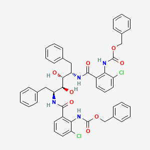 molecular formula C48H44Cl2N4O8 B12716327 L-Altritol, 2,5-bis((3-chloro-2-(((phenylmethoxy)carbonyl)amino)benzoyl)amino)-1,2,5,6-tetradeoxy-1,6-diphenyl- CAS No. 173094-20-7