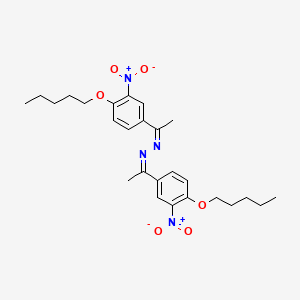 molecular formula C26H34N4O6 B12716351 Ethanone, 1-(3-nitro-4-(pentyloxy)phenyl)-(1-(3-nitro-4-(pentyloxy)phenyl)ethylidene)hydrazone CAS No. 134221-20-8