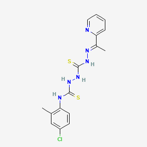 molecular formula C16H17ClN6S2 B12716363 Carbonothioic dihydrazide, N''-(((4-chloro-2-methylphenyl)amino)thioxomethyl)-N'''-((1E)-1-(2-pyridinyl)ethylidene)- CAS No. 127142-51-2