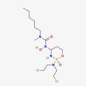 molecular formula C15H31Cl2N4O4P B12716364 Urea, N-(2-(bis(2-chloroethyl)amino)tetrahydro-2H-1,3,2-oxazaphosphorin-4-yl)-N'-hexyl-N-hydroxy-N'-methyl-, P-oxide CAS No. 97139-51-0