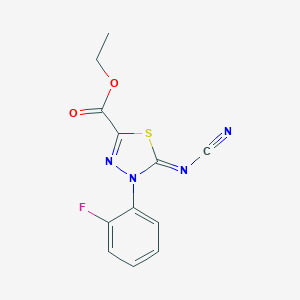 Ethyl (5Z)-5-(cyanoimino)-4-(2-fluorophenyl)-4,5-dihydro-1,3,4-thiadiazole-2-carboxylate