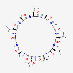 molecular formula C59H107N11O12 B12716400 Cyclosporin A, 5-(N-methyl-D-valine)-6-(threo-3-hydroxy-N-methyl-L-leucine)- CAS No. 166733-03-5