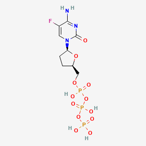 molecular formula C9H15FN3O12P3 B12716452 2',3'-Dideoxy-5-fluorocytidine 5'-triphosphate CAS No. 146369-72-4
