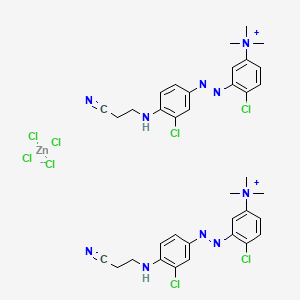 molecular formula C36H40Cl8N10Zn B12716459 Bis(4-chloro-3-((3-chloro-4-((2-cyanoethyl)amino)phenyl)azo)-N,N,N-trimethylanilinium) tetrachlorozincate CAS No. 93776-72-8