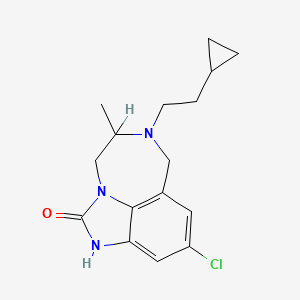 molecular formula C16H20ClN3O B12716483 Imidazo(4,5,1-jk)(1,4)benzodiazepin-2(1H)-one, 9-chloro-6-(2-cyclopropylethyl)-4,5,6,7-tetrahydro-5-methyl- CAS No. 257891-59-1