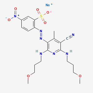 molecular formula C21H26N7NaO7S B12716487 Sodium 2-((5-cyano-2,6-bis((3-methoxypropyl)amino)-4-methyl-3-pyridyl)azo)-5-nitrobenzenesulphonate CAS No. 84962-47-0