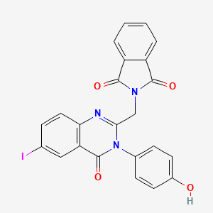 molecular formula C23H14IN3O4 B12716515 1H-Isoindole-1,3(2H)-dione, 2-((3,4-dihydro-3-(4-hydroxyphenyl)-6-iodo-4-oxo-2-quinazolinyl)methyl)- CAS No. 131357-87-4