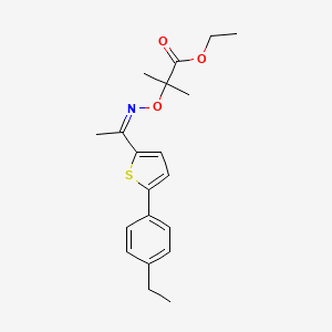 molecular formula C20H25NO3S B12716525 Propanoic acid, 2-(((1-(5-(4-ethylphenyl)-2-thienyl)ethylidene)amino)oxy)-2-methyl-, ethyl ester CAS No. 93599-21-4