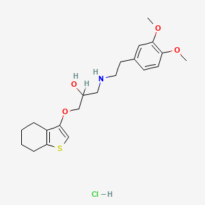 molecular formula C21H30ClNO4S B12716551 2-Propanol, 1-((2-(3,4-dimethoxyphenyl)ethyl)amino)-3-((4,5,6,7-tetrahydrobenzo(b)thien-3-yl)oxy)-, hydrochloride CAS No. 85462-94-8