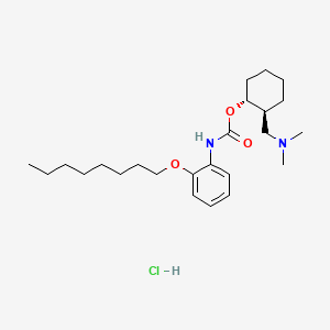 molecular formula C24H41ClN2O3 B12716567 Carbamic acid, (2-(octyloxy)phenyl)-, 2-((dimethylamino)methyl)cyclohexyl ester, monohydrochloride, trans- CAS No. 172800-04-3