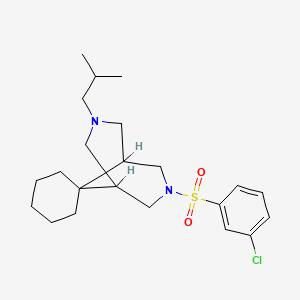 molecular formula C22H33ClN2O2S B12716571 Spiro(cyclohexane-1,9'-(3,7)diazabicyclo(3.3.1)nonane), 3'-((3-chlorophenyl)sulfonyl)-7'-(2-methylpropyl)- CAS No. 120466-19-5
