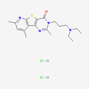 molecular formula C19H28Cl2N4OS B12716582 5-[3-(diethylamino)propyl]-4,11,13-trimethyl-8-thia-3,5,10-triazatricyclo[7.4.0.02,7]trideca-1(9),2(7),3,10,12-pentaen-6-one;dihydrochloride CAS No. 89481-16-3